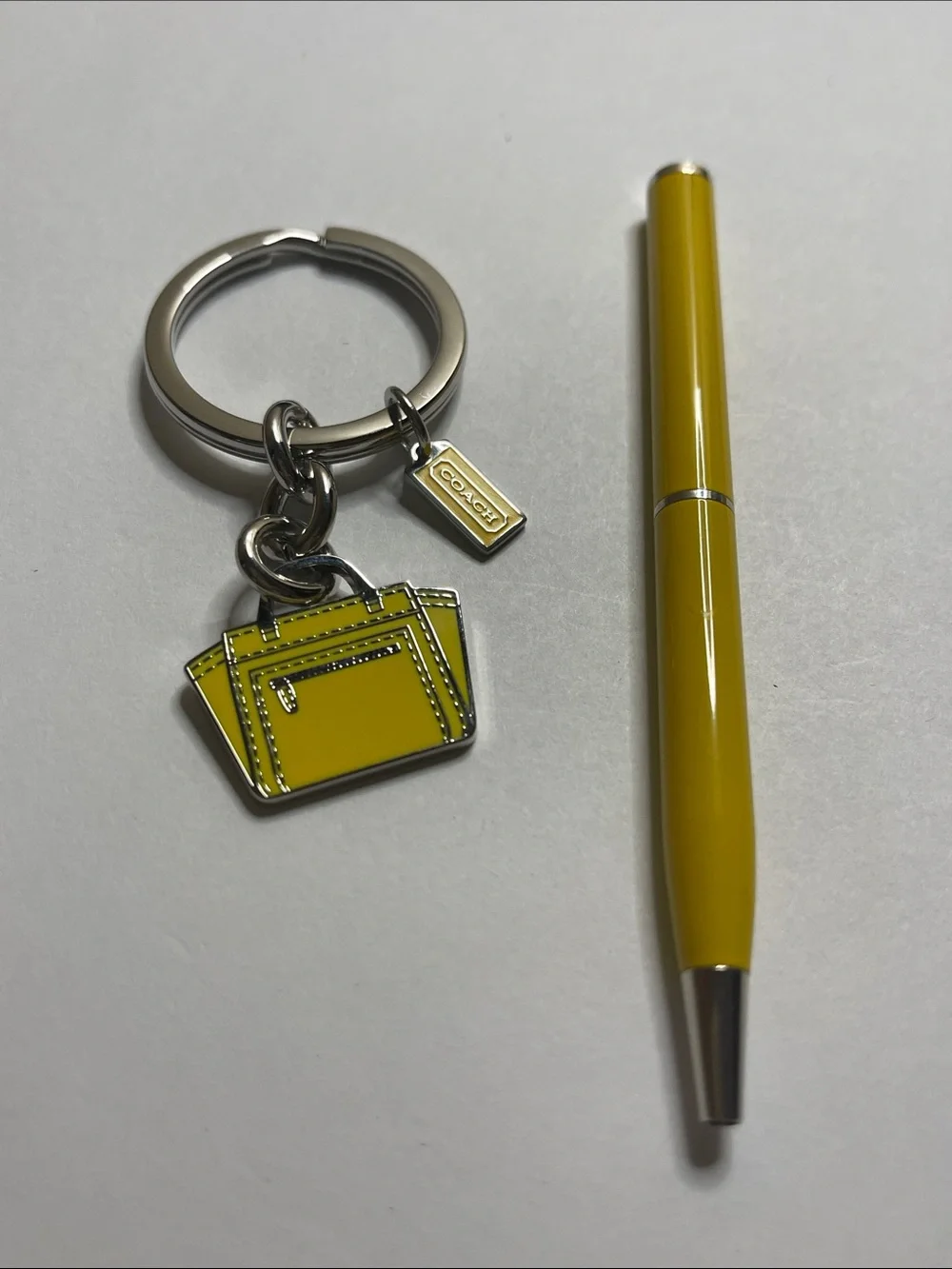 Coach Yellow Handbag Keychain Charm and Coach Pen
